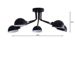 Elements Borr Black 5 Light Semi Flush Ceiling Light -Elements 1000157756 alt04