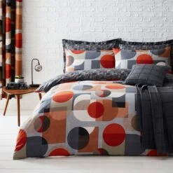 Elements Oscar Reversible Orange Duvet Cover And Pillowcase Set