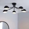 Elements Borr Black 5 Light Semi Flush Ceiling Light
