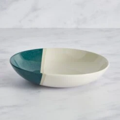 Elements Dipped Teal Stoneware Pasta Bowl