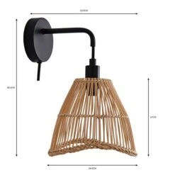 Elements Jaula Rattan Plug In Wall Light -Elements 30752930 alt07