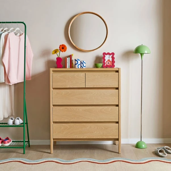 Elements Holmes 5 Drawer Chest, Oak 3 Elements Holmes 5 Drawer Chest, Oak