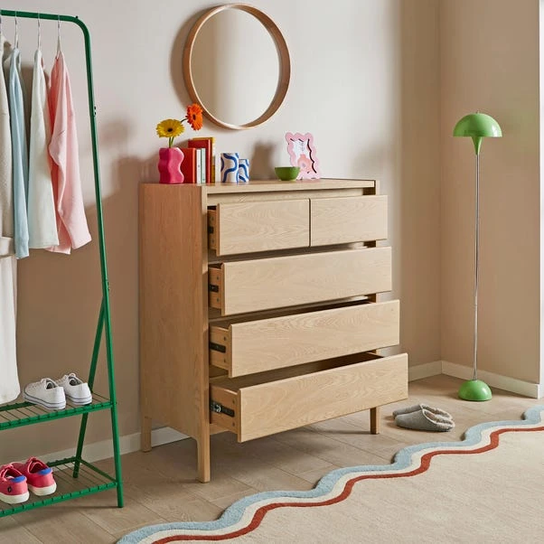 Elements Holmes 5 Drawer Chest, Oak 4 Elements Holmes 5 Drawer Chest, Oak - Image 2