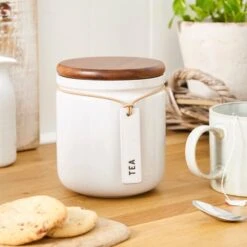 Elements Cream Speckled Hang Tag Kitchen Canister 17 Elements Cream Speckled Hang Tag Kitchen Canister -Elements 30893964