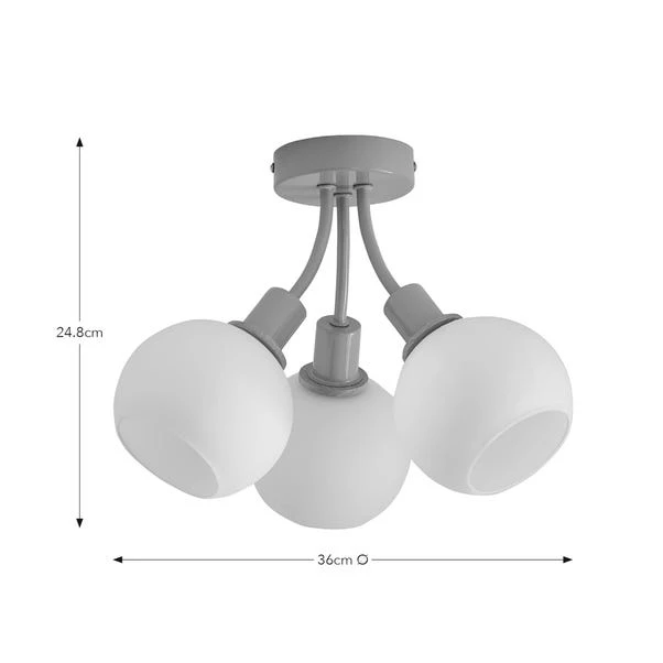 Elements Bailey 3 Light Semi Flush Ceiling Light 8 Elements Bailey 3 Light Semi Flush Ceiling Light - Image 6