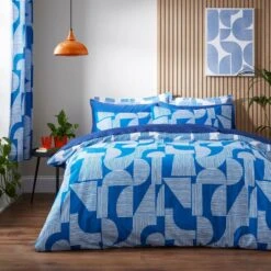 Elements Ezra Blue Cotton Duvet Cover And Pillowcase Set -Elements 30902413